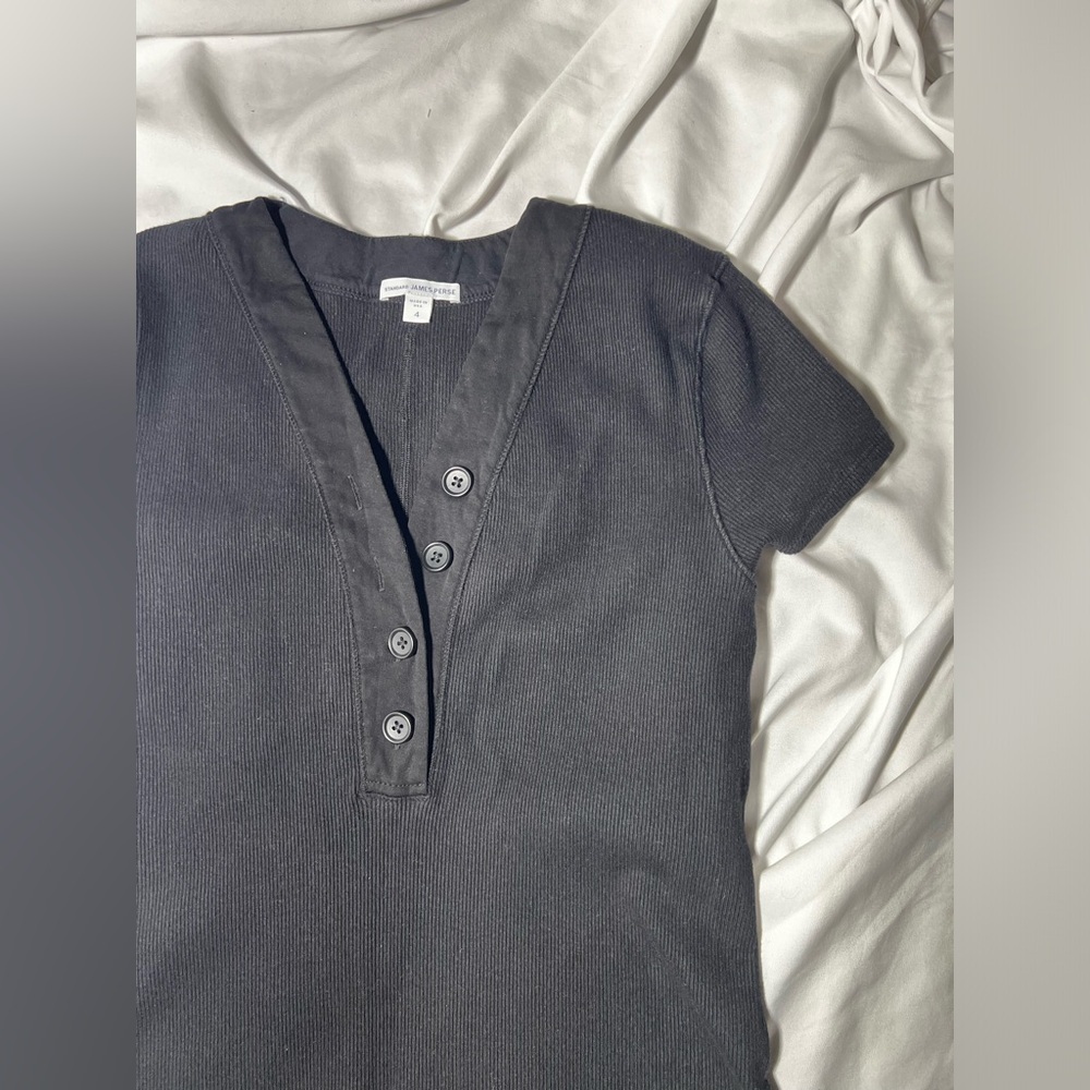 James Perse Standard Rib Henley Dress | 4 - Picture 8 of 8